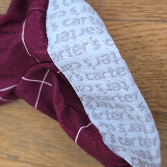 CARTER'S BABY ONE PIECE PAJAMAS WITH FEET, BURGUNDY PLAID BEAR SIZE 24 MONTHS - Picture 7 of 8